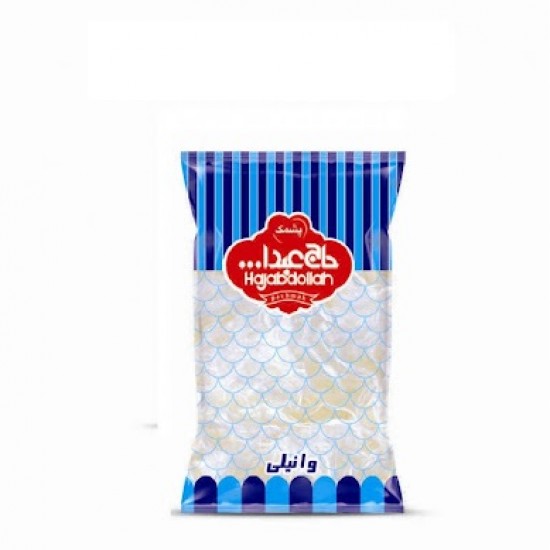 پشمک اليافي وانيلي ظرفي حاج عبدا... مقدار 300 گرمي