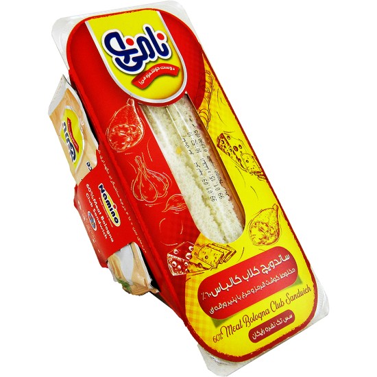 ساندويچ کلاب کالباس 60% با پنير ورقه اي نامي نو 150 گرمي