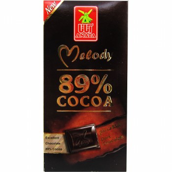 شکلات تابلت تلخ ملودي 89% آناتا 80 گرمي
