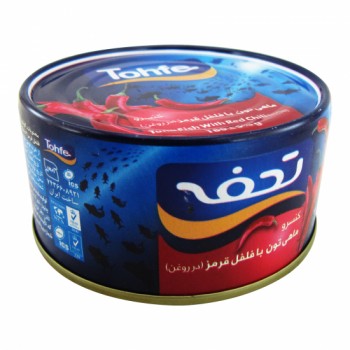 کنسرو تن ماهي با فلفل قرمز در روغن تحفه 180گرمي