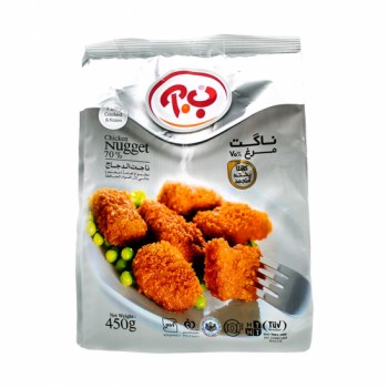 ناگت مرغ 70 % ب . آ مقدار 450 گرم