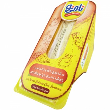 ساندويچ کلاب کالباس 60% گوشت مرغ با پنير نامي نو 150 گرمي